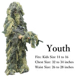 Youth Kids 14-16 Woodland Ghillie Camo Suit for Paintball & Airsoft