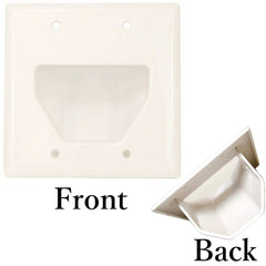 2-Gang Pass Through Wall Plate For Low Voltage Audio Video Cable-White