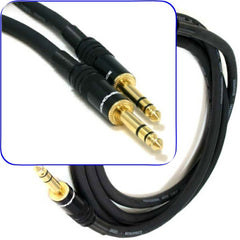 6 Foot 1/4" (TRS or Phono) Patch Cable Male to Male Pro-Audio Balanced Mono Cord