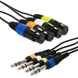 4 Channel Balanced XLR Female to 1/4 Inch TRS Snake Cable for Studio Interconnect