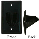 1-Gang Pass Through Wall Plate For Low Voltage Audio Video Cable-Black