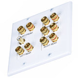 2-Gang Audio Wall Plate w/ Binding Post & RCA for 5.1 Surround Sound Speakers