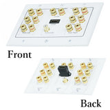 3-Gang Audio & HDMI Wall Plate w/ Binding Post & RCA for 7.1 Surround Sound Speakers