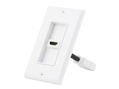 1 Port HDMI Wall Plate Coupler Outlet with 4" Ethernet Extension-White